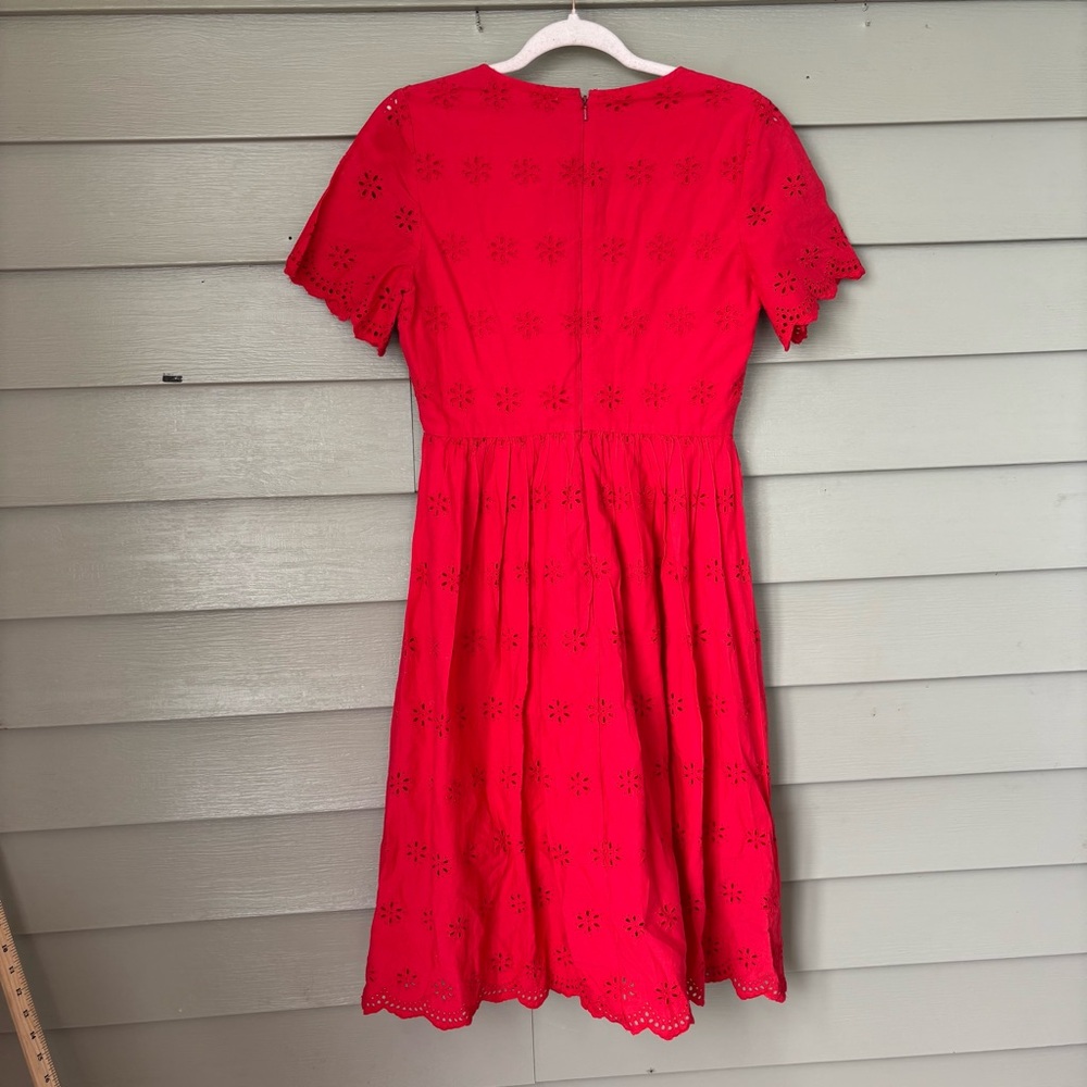 Madewell Vibrant Red Eyelet Lace Midi Dress - Picture 2 of 8